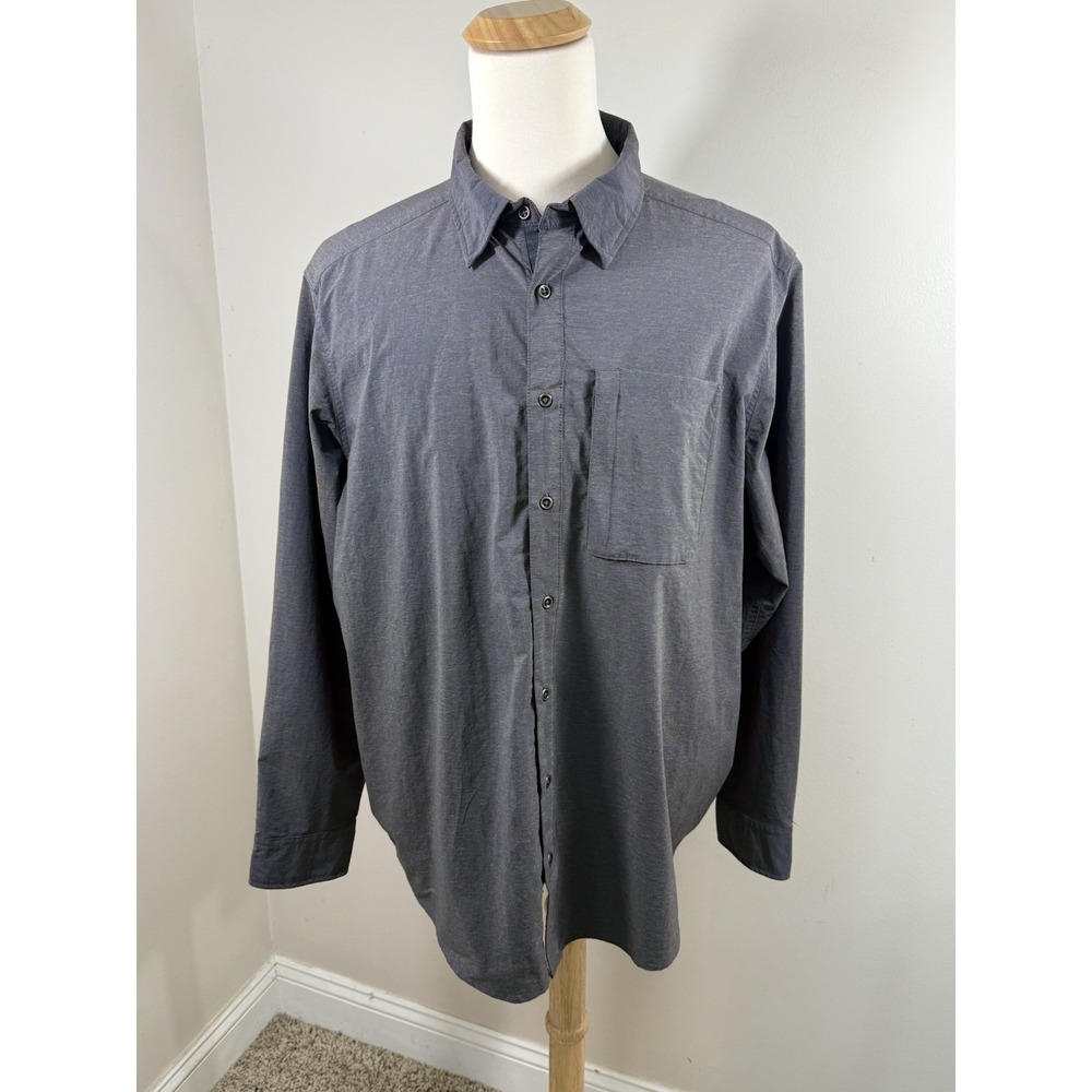 Swiss Tech Button Front Shirt Men 3XL Charcoal Quick Dry Stretch Utility
